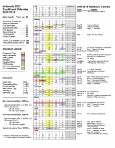 17 18 Traditional Calendar Board Approved 12.12.16