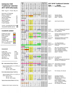 17 18 Traditional Calendar Board Approved 12.12.16 REVISED FOR SNOW