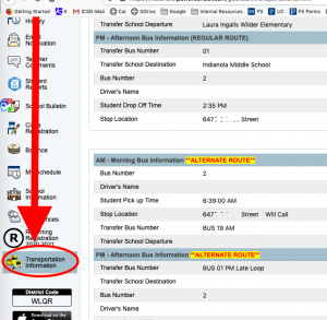 Image Showing to Scroll Down to Transportation Section