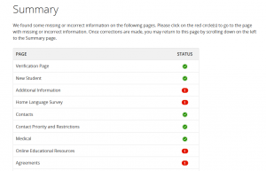 PowerSchool Enrollment Summary Page