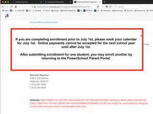 Final Enrollment Page with Notice for July 1st Payments
